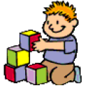 cartoon child playing with blocks on floor